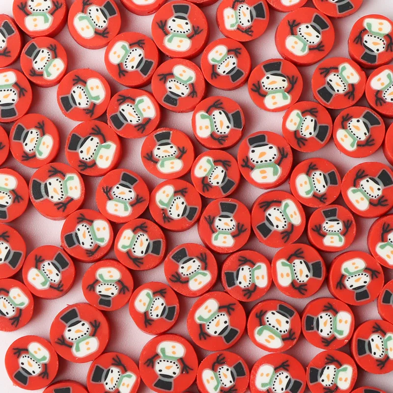 1000 Pcs Bag Loose Christmas Jewelry Beads Polymer Clay Spacer Beads, Round Flat Polimer Clay Beads