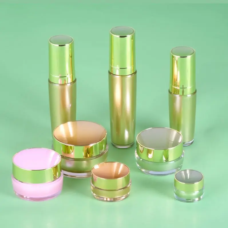 (Jar of 5/10/15/20/25/30/50g)(Bottle of 15/30/50ml) W219 Customized New Acrylic Plastic Cosmetic Jar and Lotion Bottle Set