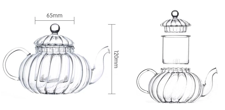 Aeofa High borosilicate heat-resistant glass teapot striped pumpkin teapot with strainer