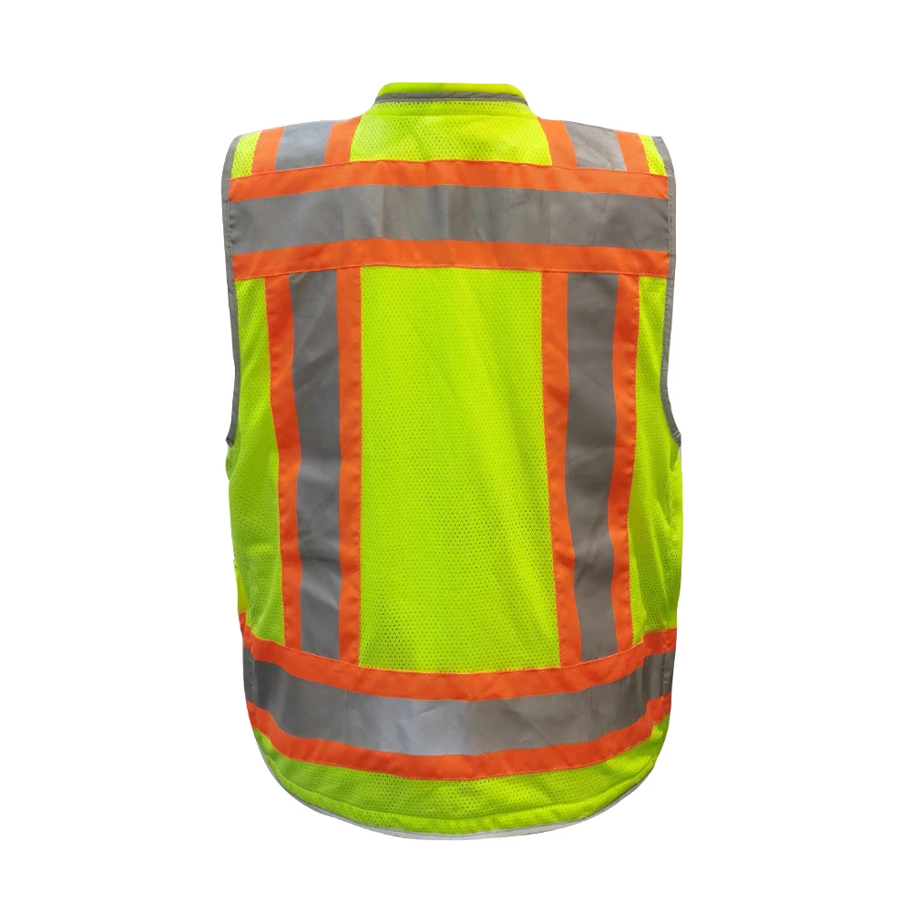 Custom 300D Oxford High Visibility Multi Purpose Vest Jacket Multi-pocket Patchwork Safety Vest With Ipad Bag Reflective Vest