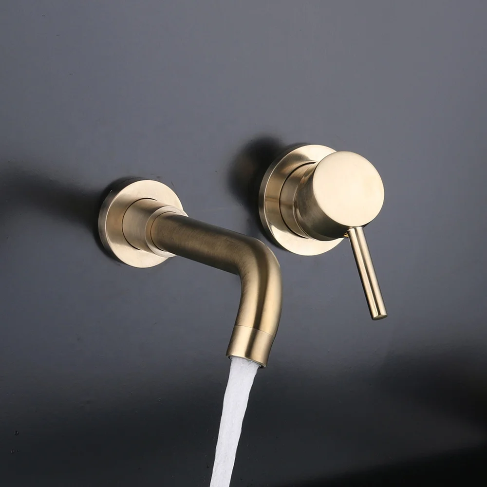 Copper Concealed Basin Tap Black Pre-Buried Wall Mounted Wash Basin Faucet Mixer Hot Cold Water Embedded for Laundry