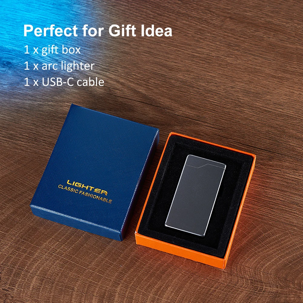 Electric Smoking Lighter USB-C Rechargeable Custom LOGO Gift Idea Electric Plasma Double Arcs Cigarette Lighter