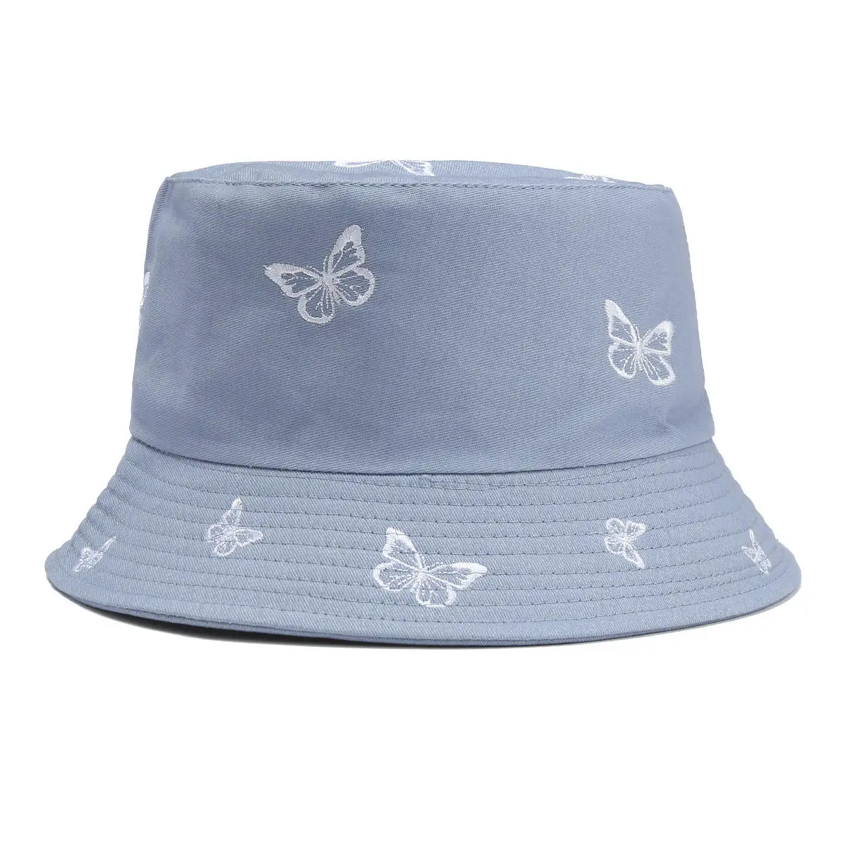 Custom Print Butterfly Embroidery Fisherman Hat Premium Cotton Wide Brim Bucket Hats With Custom Logo Hijab