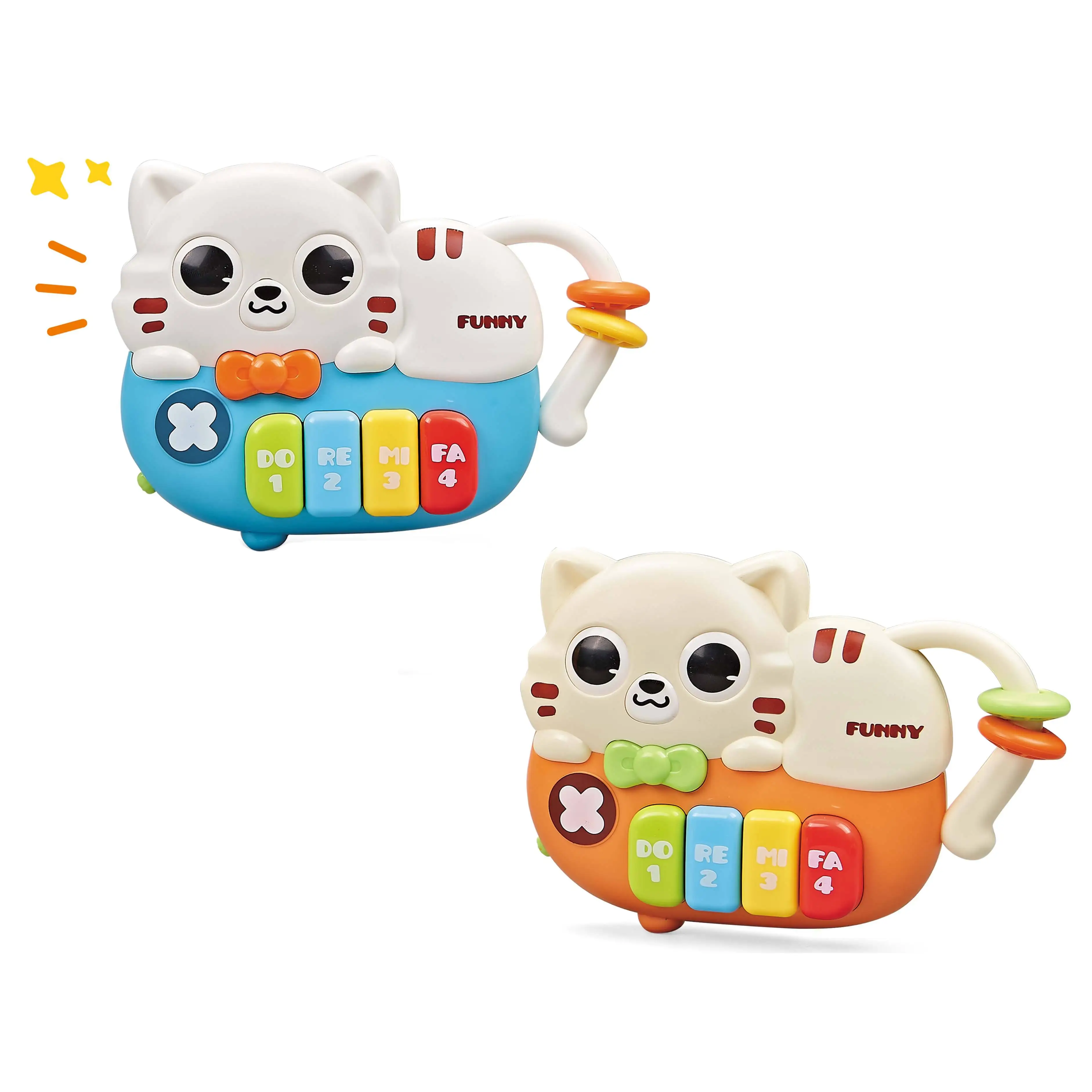 Cheap baby early education hot selling cartoon animal piano toys fun cat keyboard piano toys with sound light for baby