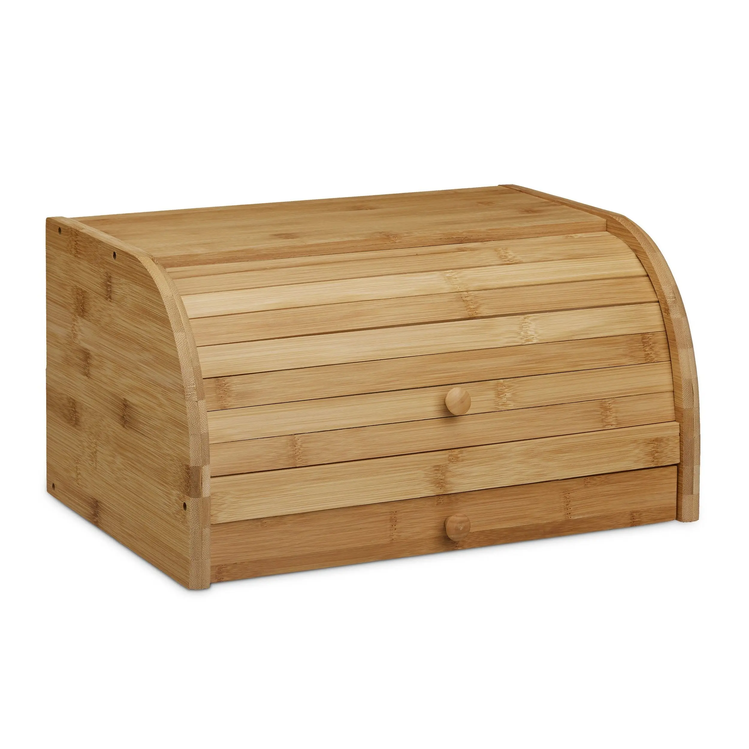 Factory Wholesale Food Grade Bamboo Two Layers Bread Storage Box with Drawer for Bread Knife or Rolling Pin