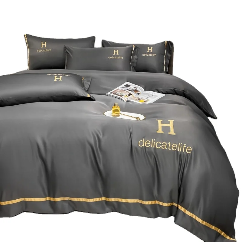 Factory Wholesale solid color Mulberry Silk Bedding Set Pure Mulberry Silk Duvet Cover 100% Pure Silk Sheets