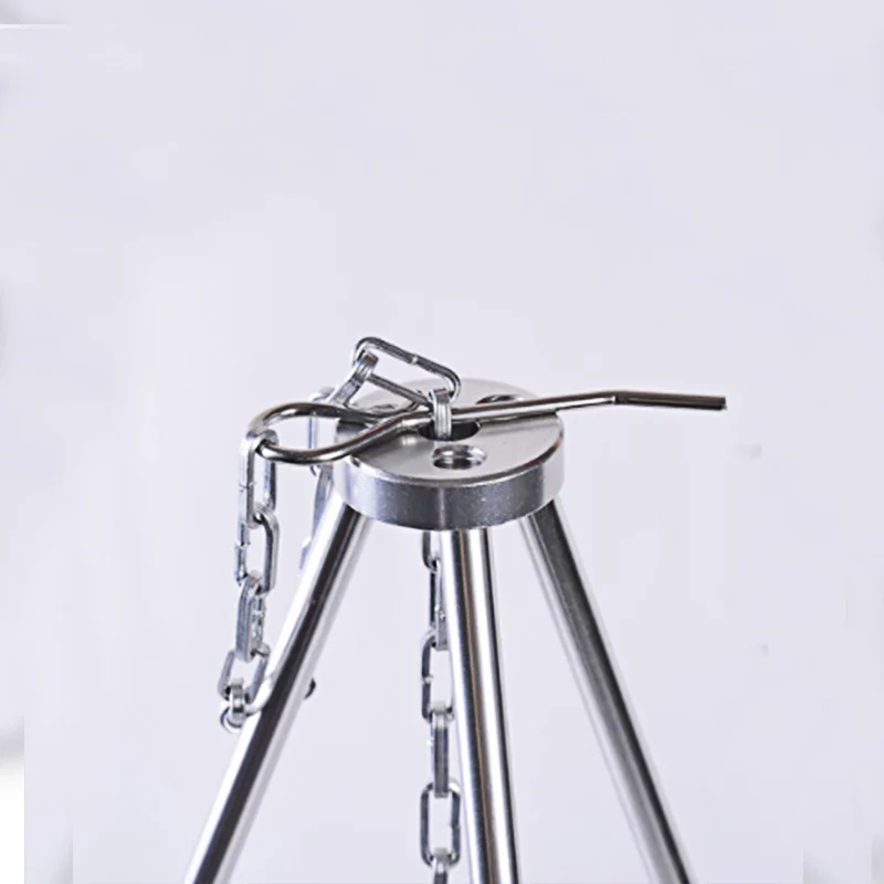 2022 High Quality Heavy Duty Tripod Stool Stainless Steel material Telescopic Outdoor Camping fire Pot Holder Hanging Bracket