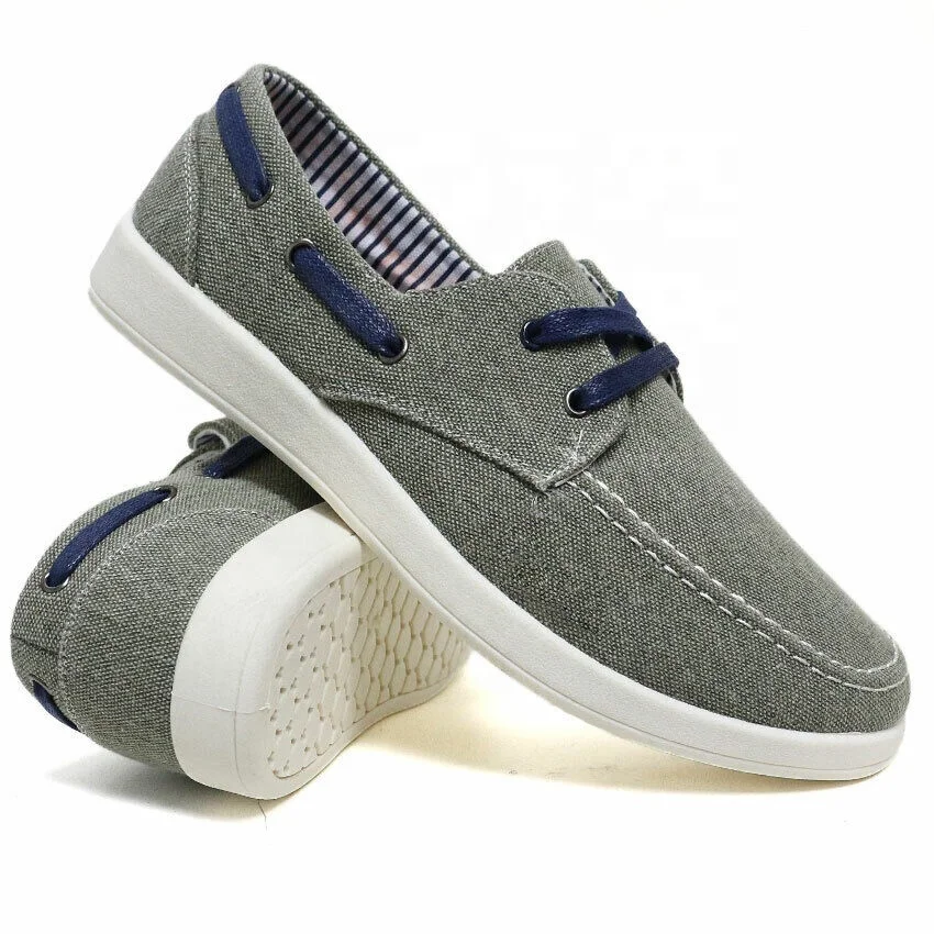 New fashion cemented Canvas lace up boat shoes men casual footwear walking shoes