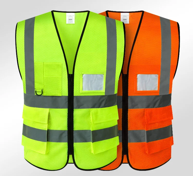 Traffic Safety Reflective Vest Emergency Safety Vest  With Pockets And Zipper workers vest