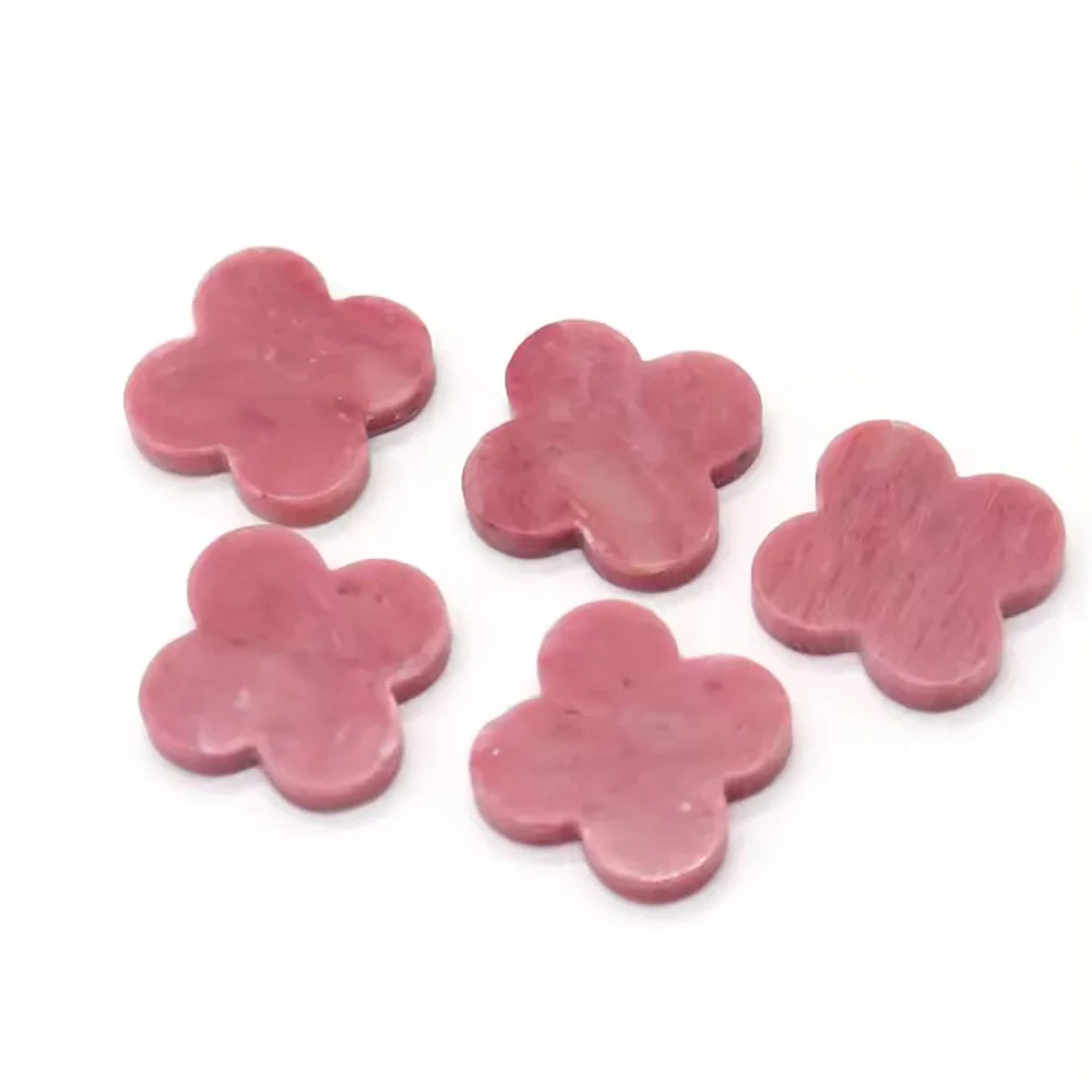 Natural Rhodonite Gems Rose quartz flat cutting four leaf clover customized Wholesale High quality Rhodonite gems