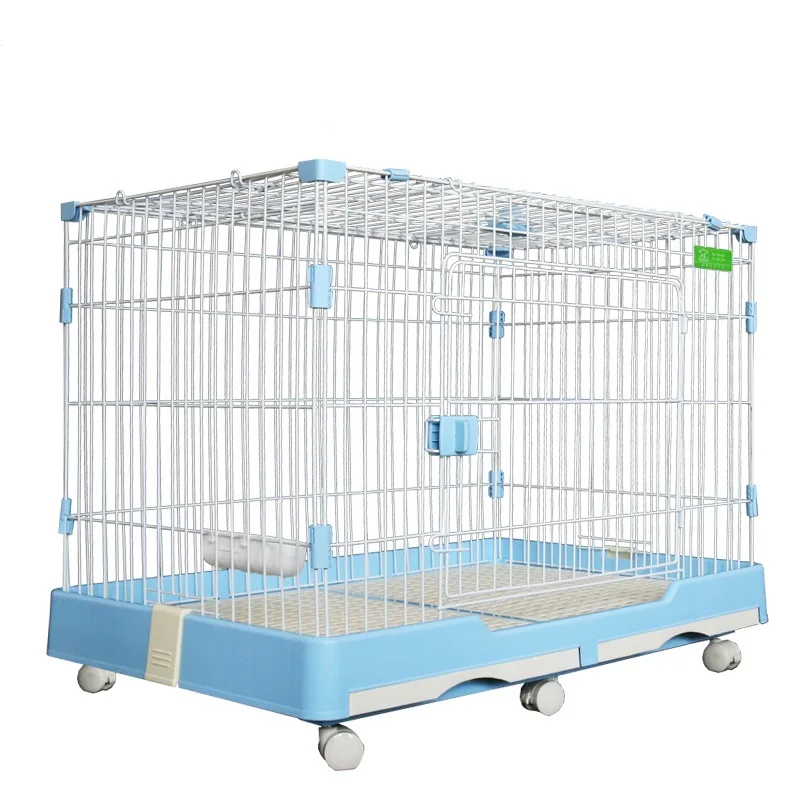 Hot Sale Dog Crate Kennel Double Bottom Trays Pet Cage on Wheels (S)