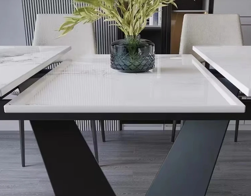 Arabic Style Multifunctional Sliding Dining Table with 8 Chairs for Sale