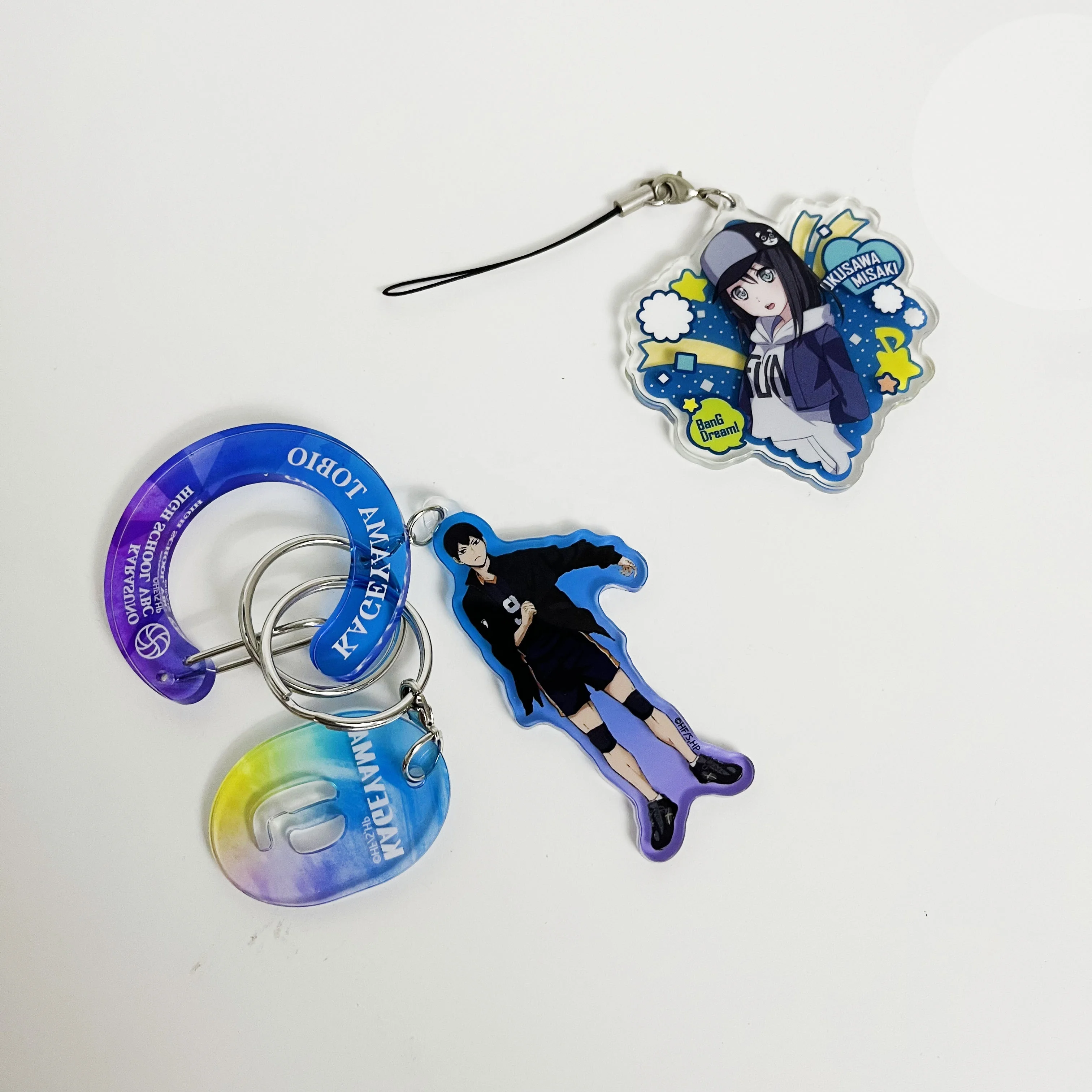 HD UV printing Acrylic Keychain Ring Metal Ring Acrylic Keychain  Cutey Acrylic Pendant