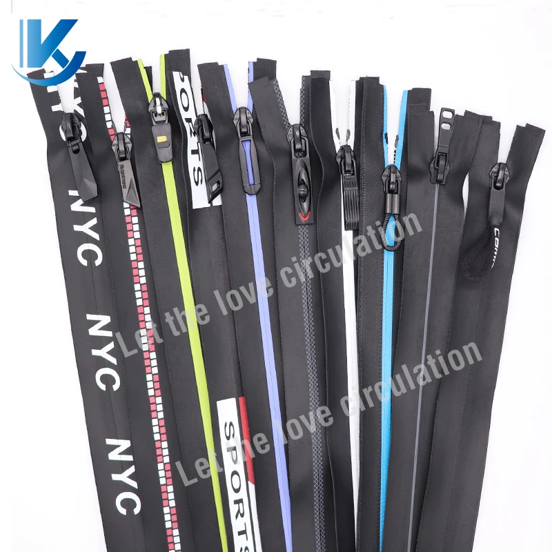 #5 Black waterproof zip custom cosmetic bag printed logo zipper waterproof zippers outdoor garment waterproof zipper