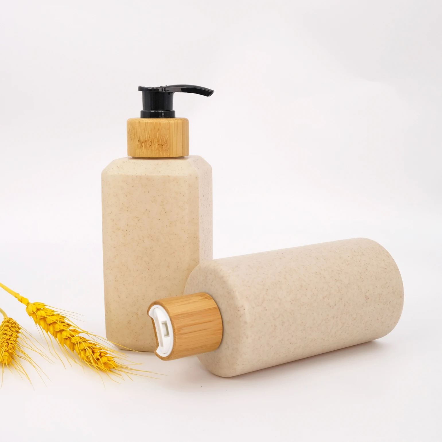 ECO Wheat Straw Bottle Biodegradable HDPE Plastic Lotion Shampoo Bottle