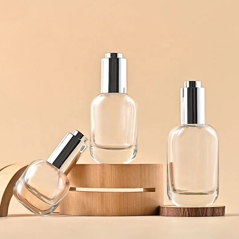 30ML 50ML Serum Essence Dropper Bottle Glass Skin Care Packaging For Hair Oil Essence Glass Bottle With Press Pump  For Cosmetic