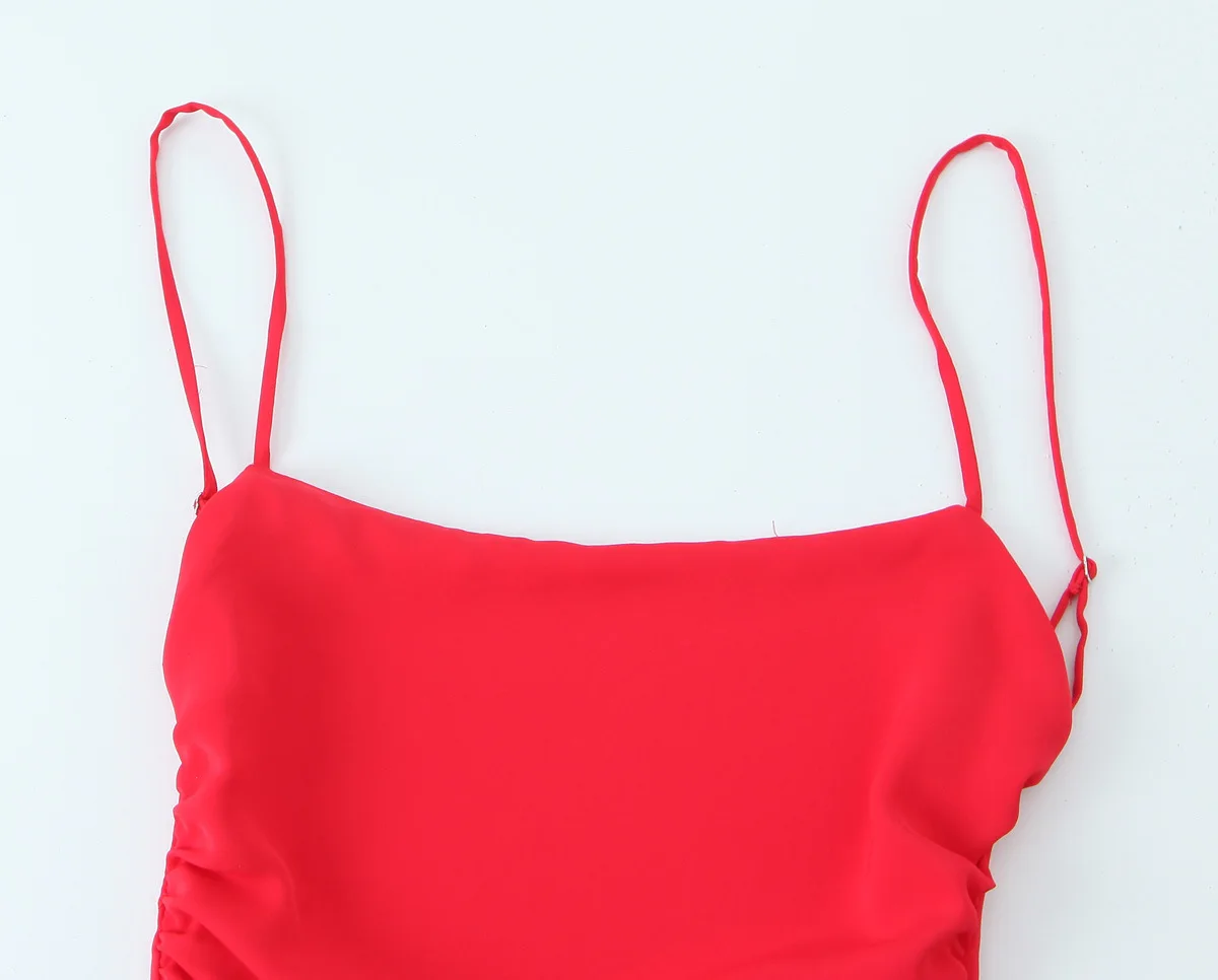 Women 2024 summer New Chic Fashion Backless fold MIDI Dress Vintage Sleeveless Female Dresses robe Mujer