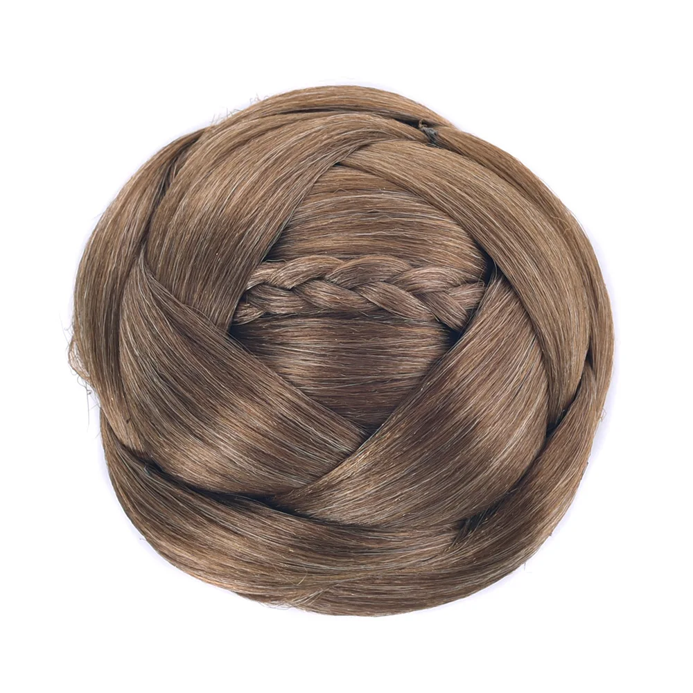 2021 Fashion Style Knitted Braided Hair Buns Chignon High Temperature Fiber Synthetic Hair Donut Hair Bun