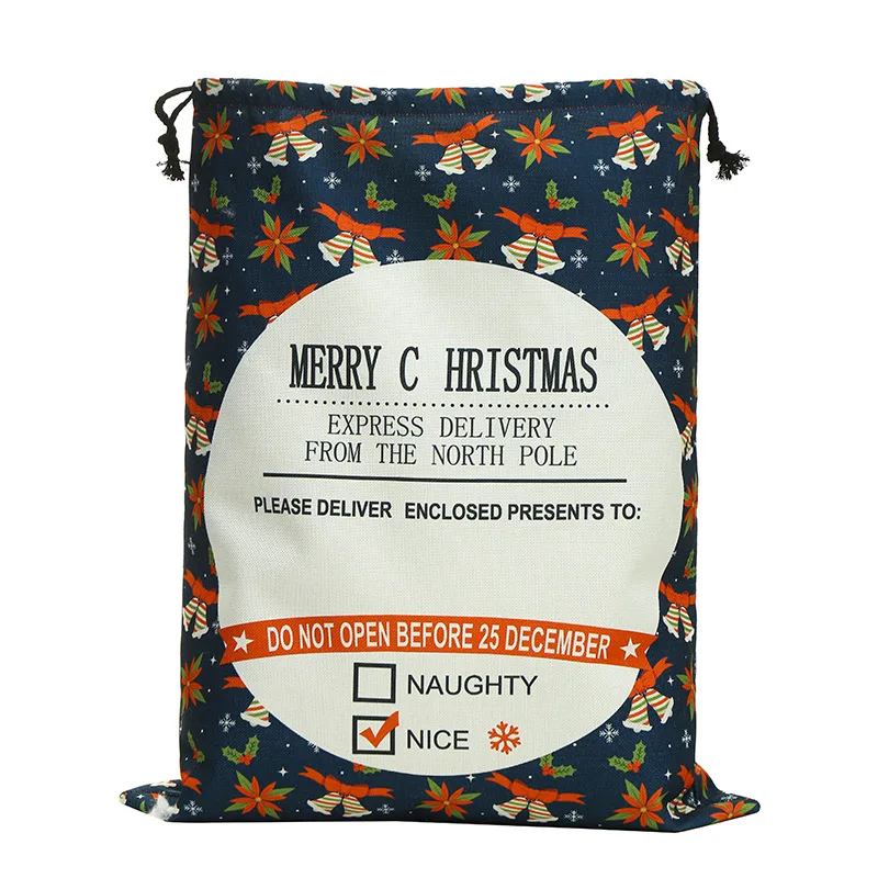 Promotional Wholesale Personalized Christmas Gift Bags Candy Bag Monogram Christmas Santa Sacks
