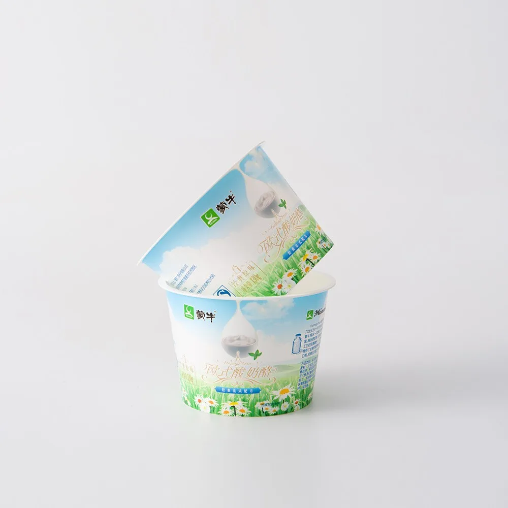 Big Mouth Food Grade Yogurt Foil Lid Packaging And White PS Yoghurt Cup Container for Chinese Hot Pot Sauce/Yaourt/Jam/Ice cream