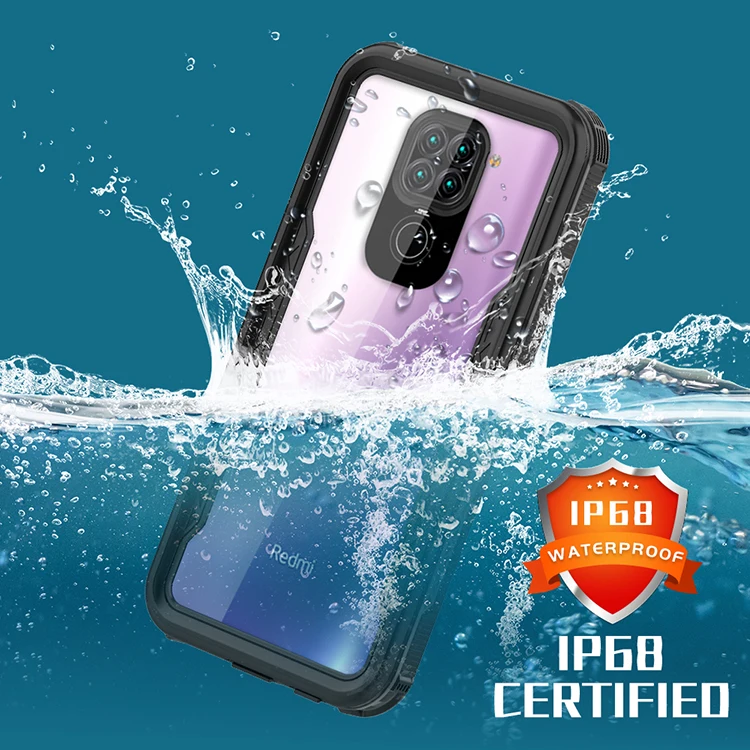 Redpepper High Quality Rugged IP68 Rating Note 9 Waterproof Phone Case For Redmi With Built-In Screen Protector