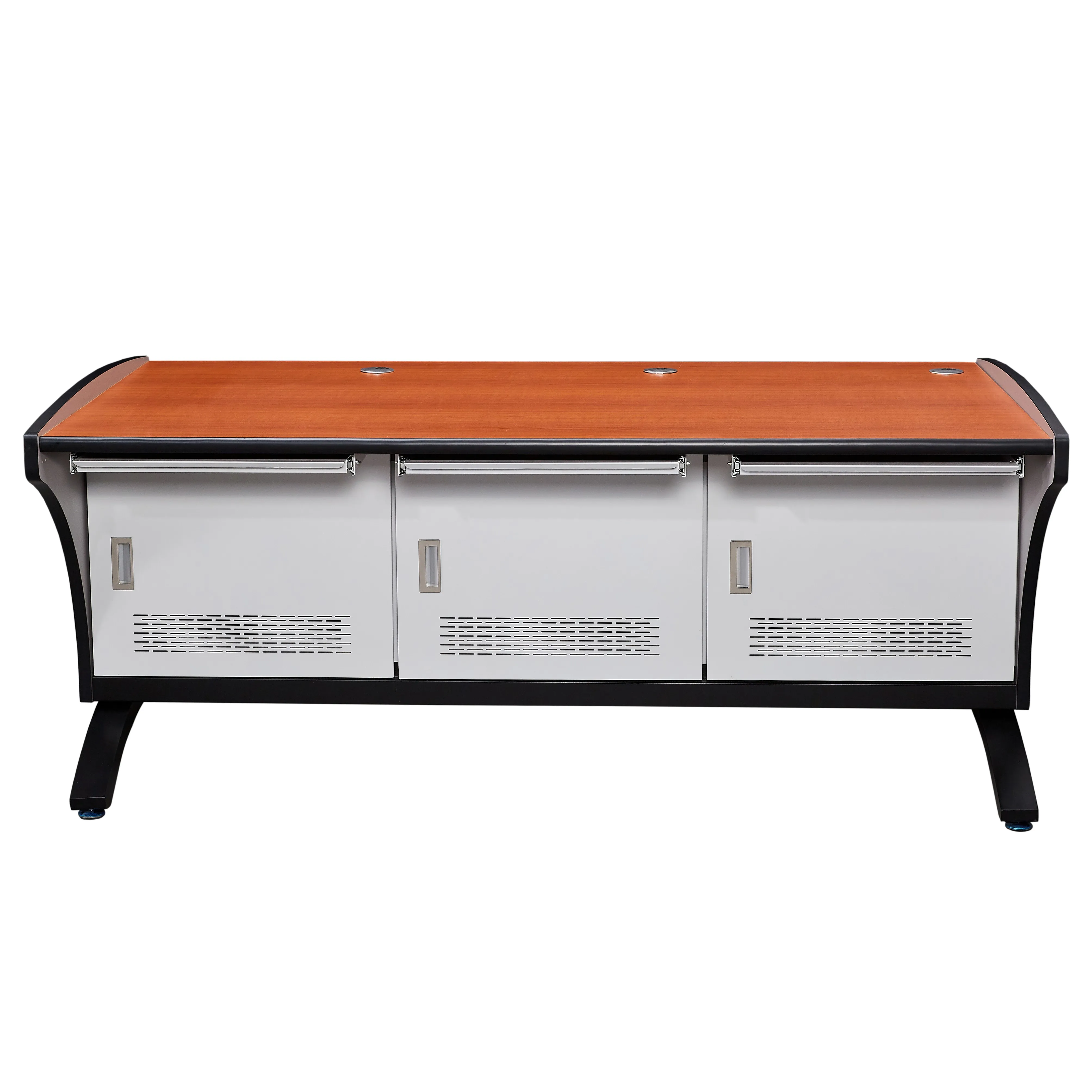 Three person high-quality monitoring operating table industrial wood steel control room console