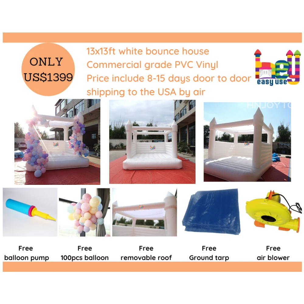 Free Shipping To USA Commercial Party Rental Equipment Inflatable White Toddler Bounce House (1600338850033)