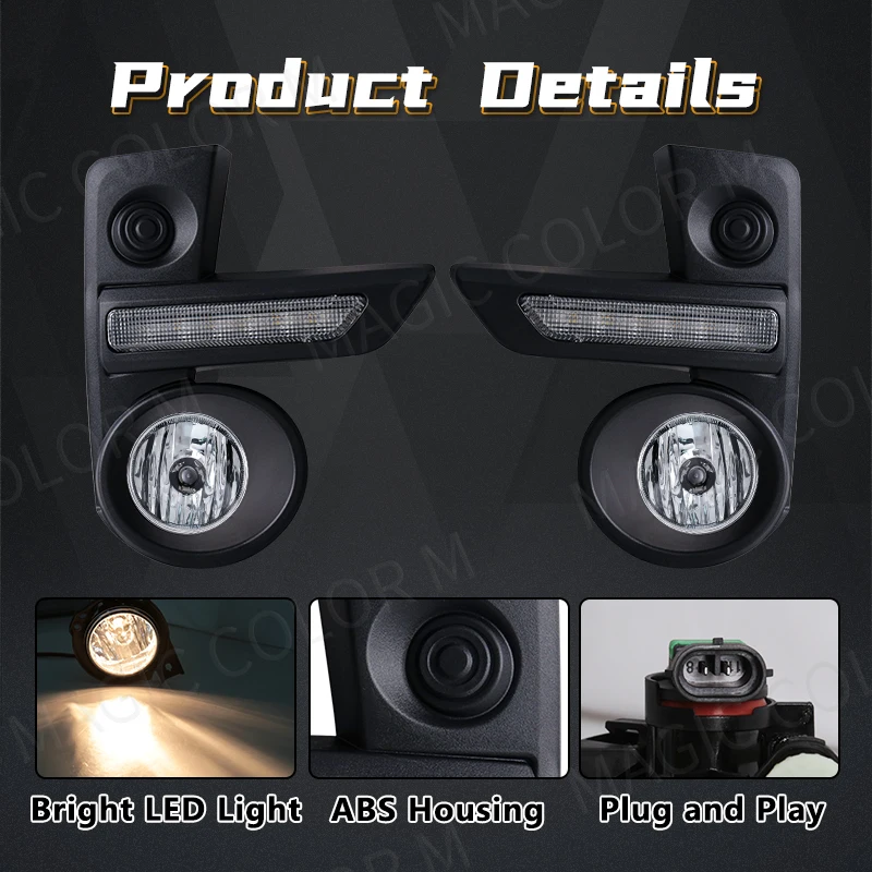 Led Fog Lamps Daytime Running Light DRL For Toyota Raize 2020 2021 2022 Driving Daylight Halogen White Yellow Car Accessories