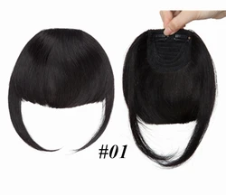 Snoilite thicker bang with temple Medium brown clip on fringe in human hair bangs bang