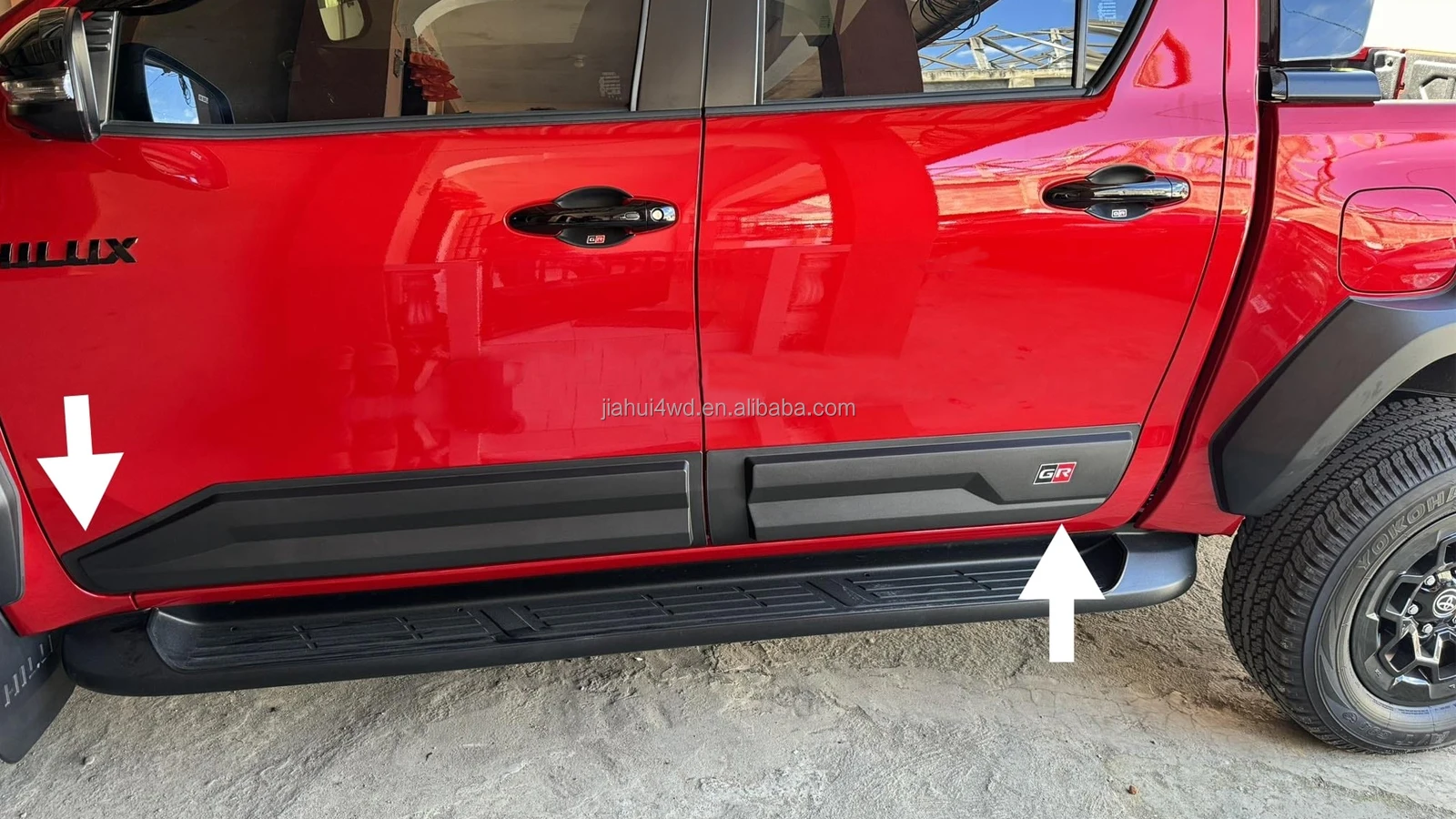 Облицовка боковой двери JIAHUI 4x4 ABS черная GR для Toyota Hilux revo rooco 2015 2020 2021 2022 2023 автомобильные аксессуары