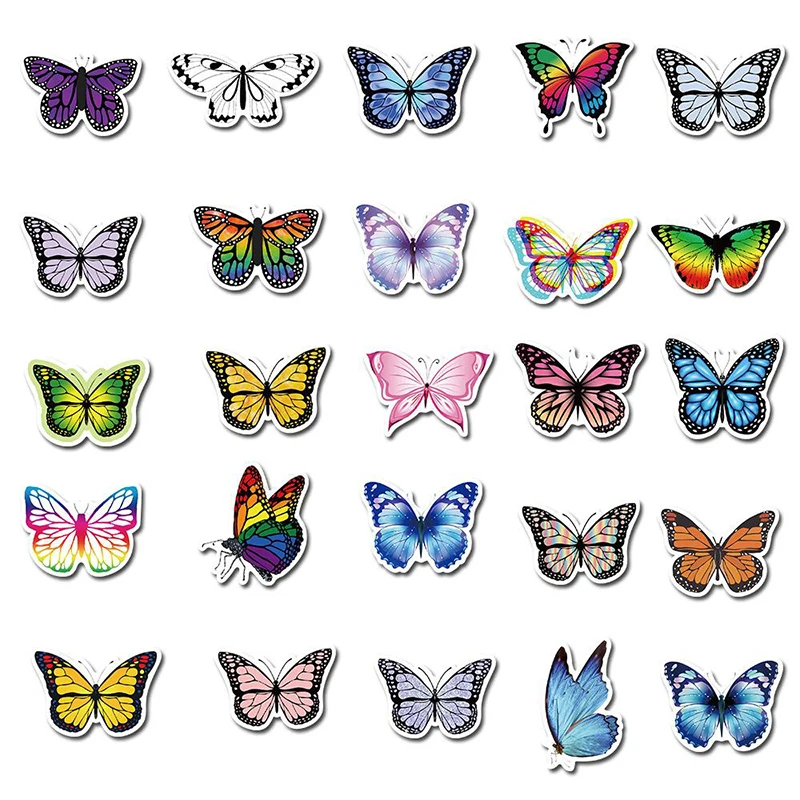 Custom 45 pcs butterfly vinyl bulk sticker for water bottles girly butterfly personalized waterproof stickers