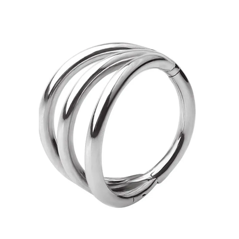 ASTM F-136 Titanium 3 Side Hinged Clicker Segment Nose Rings Piercing Jewelry