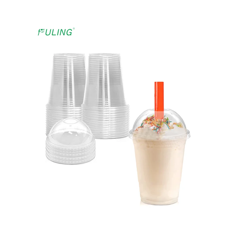 Factory wholesale milkshakes clear cup  juice plastic cafe 10oz milktea cup smoothie cups disposable