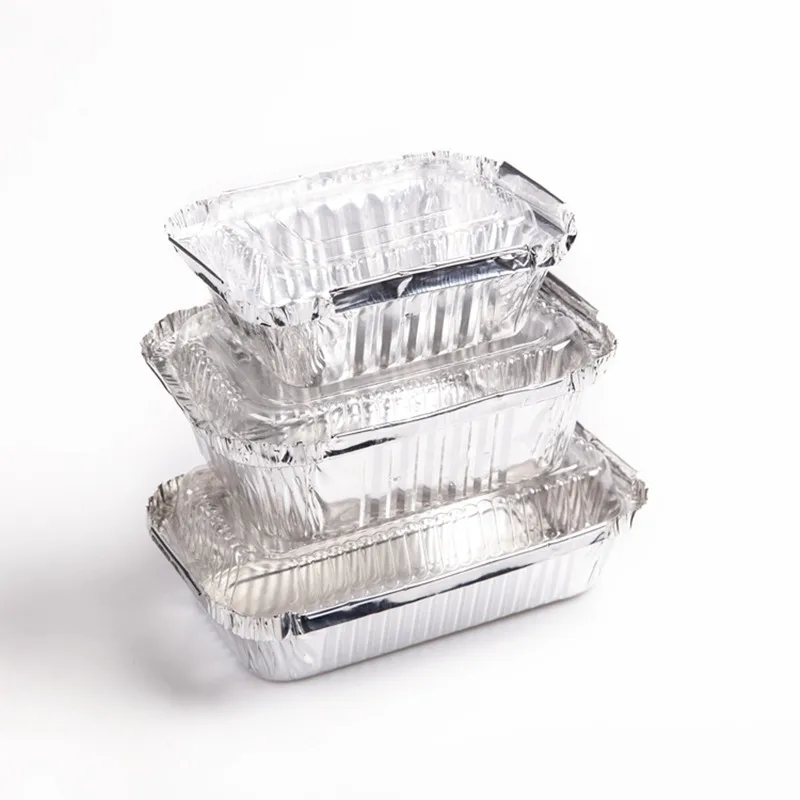 China manufacturer  12 inch Food grade disposable rectangular tin foil container 1800ml aluminum foil disposable plates