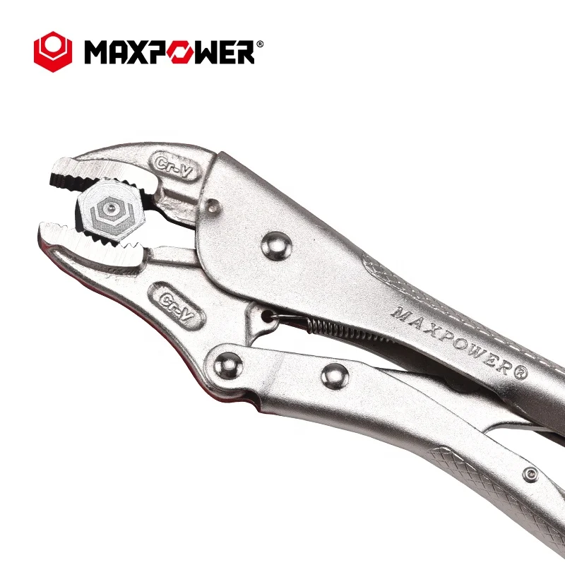 MAXPOWER Workshop Work Vise Grip Clamps 10in Locking Pliers Curved Jaw