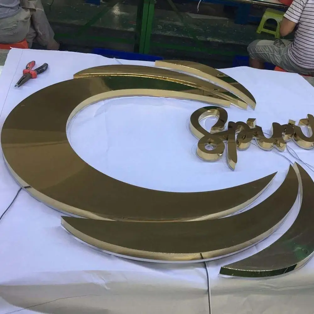 Outdoor or indoor 3d custom metal stainless steel halo lit letter illuminated led backlit logo sign illuminated letter sign