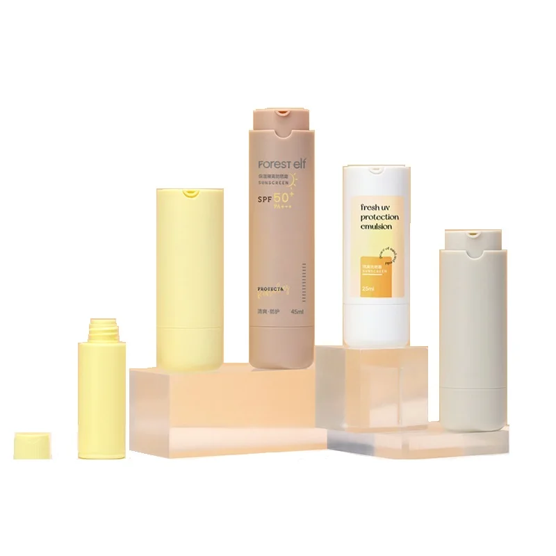 Luxury 30ml 50ml refillable Eco-friendly airless pump bottle cosmetic package container matte white grey with refill bottle