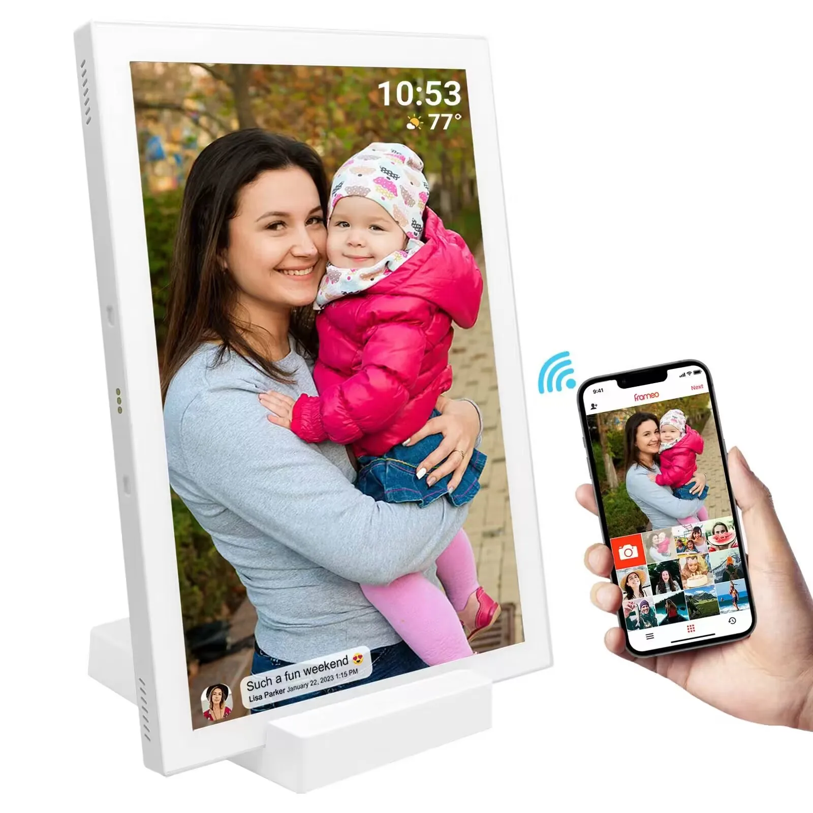 Записывать каждый замечательный момент для вас и поделиться радостью с друзьями семьей frameo батареей Wi-Fi цифровая фоторамка