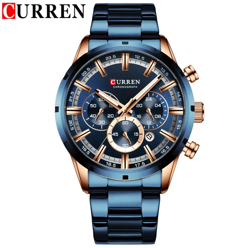 CURREN 8355 высококачественные деловые кварцевые мужские наручные часы с большим лицом подвесные стальные