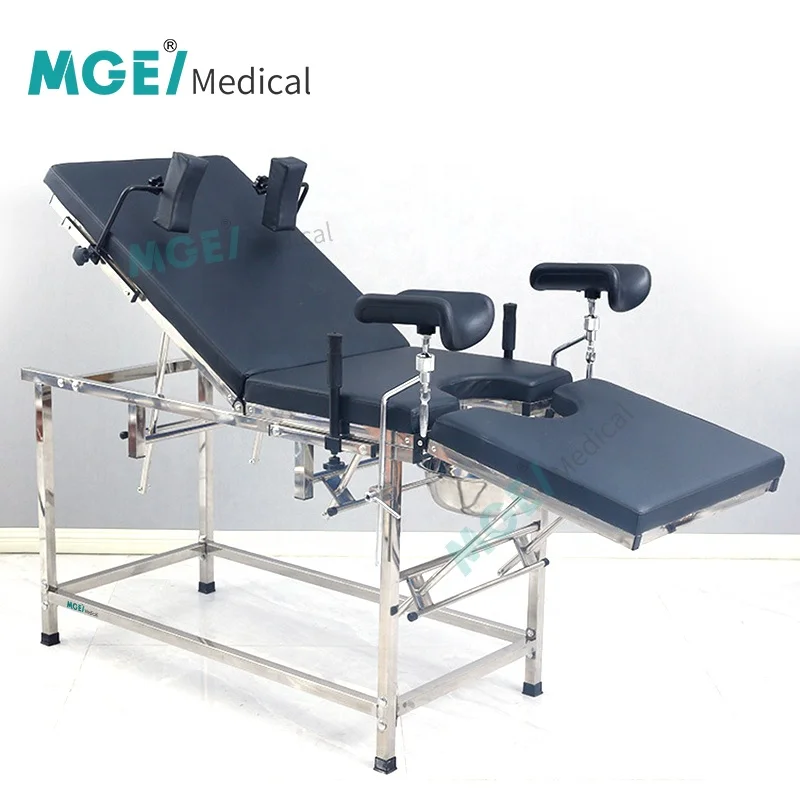 MGE-DO13 cheap exam hospital furniture for clinic medical examination portable delivery bed chairs tables manual simple metal