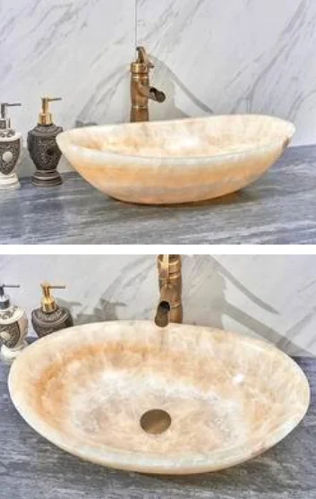 Oval natural stone modern bathroom sink for bathroom and toilet