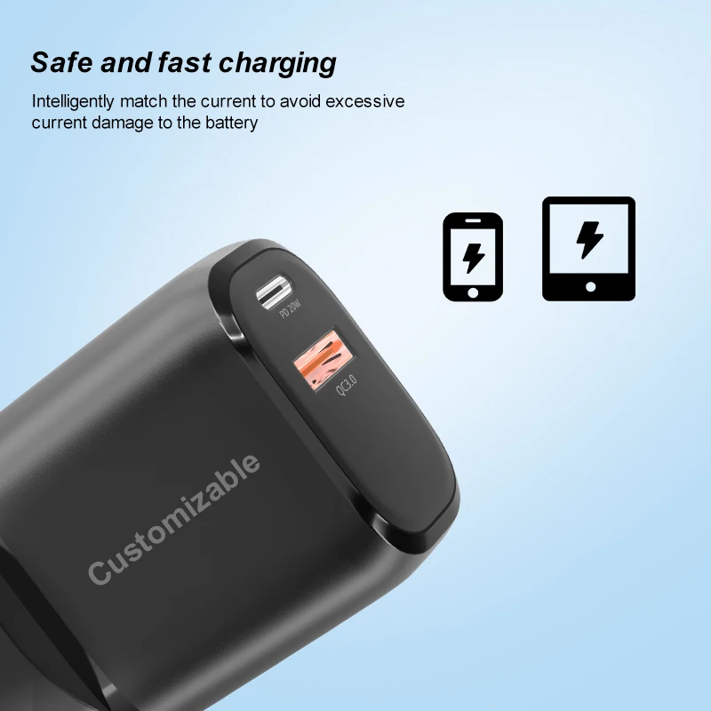 Горячая Распродажа AU 20 Вт Быстрое зарядное устройство Type-c + USB адаптер