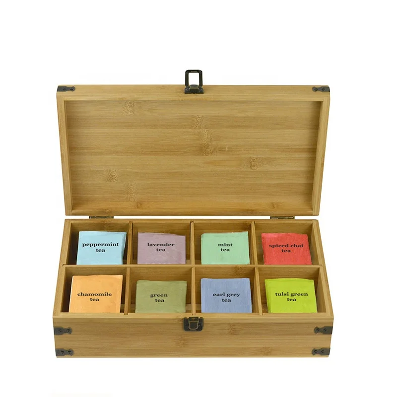Красивый деревянный кухонный Органайзер ручной работы с регулируемыми полками бамбуковая чайная коробка