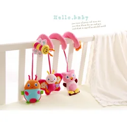 K2263 Newborn Baby Bed Rattle Toys Hanging Cloth Spiral Toy for Baby Stroller Accessories Hook Clip On Pram with Music