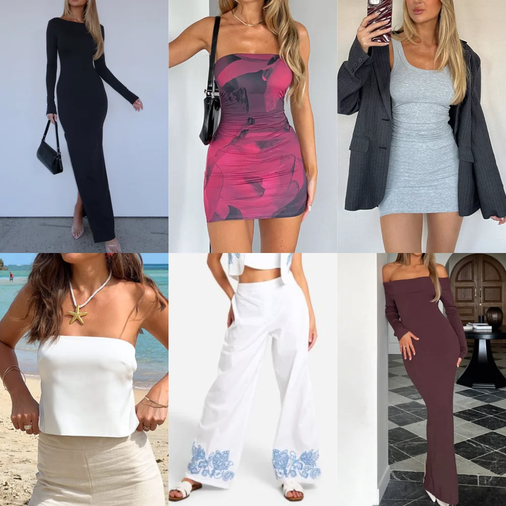 Wholesale summer stock  plus size oversized t-shirt casual tops clothing bales from mixed clothes luxury pantsapparel stock