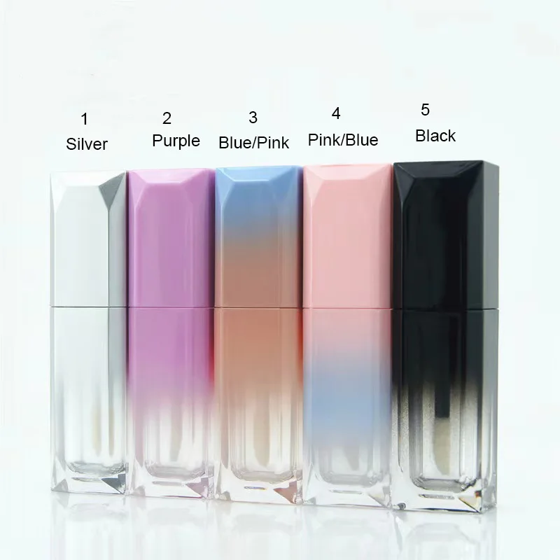 5ml Custom Lipgloss Tube Private Label Square Lip Gloss Wand Tube Colour Gradient Lip Gloss Empty Container