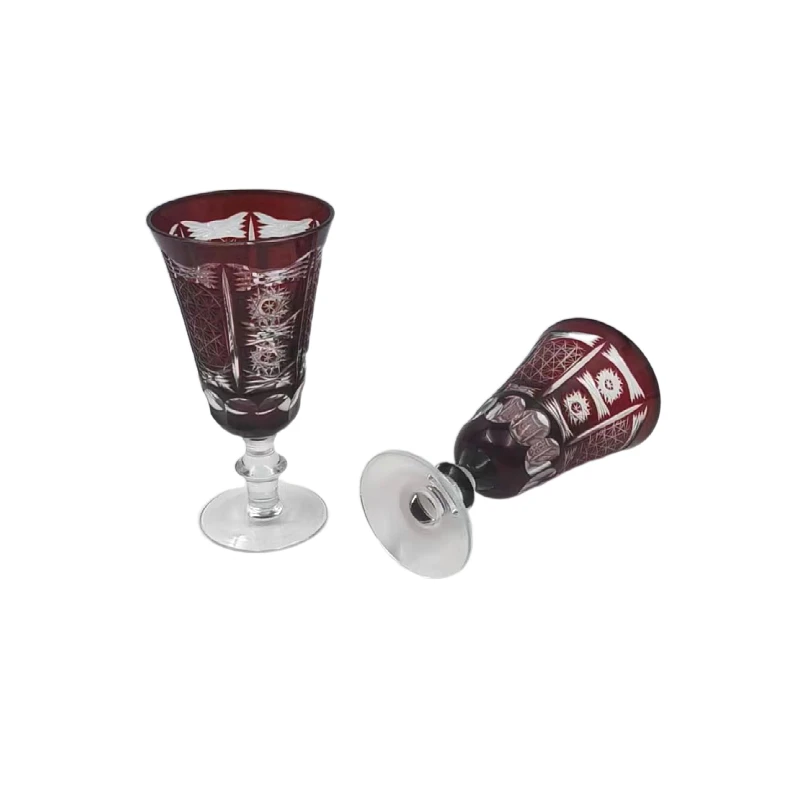 hand made overlay  bohemia crystal colored 120ml mini red wine glass goblet