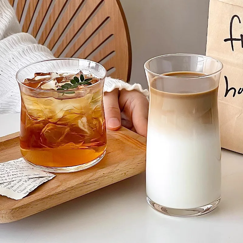 High Quality Hot Milk Coffee From Transparent Glass Reverse Mouth Iced American Coffee Cups
