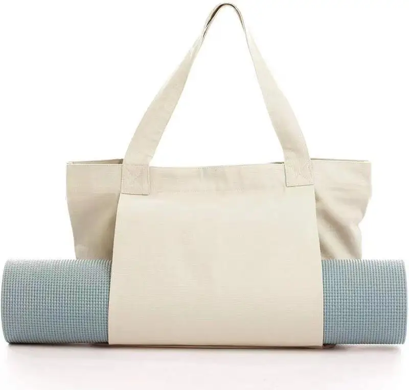 New designer Custom Logo Lightweight Multifunction Yoga Mat Bag nature cotton canvas tote bag
