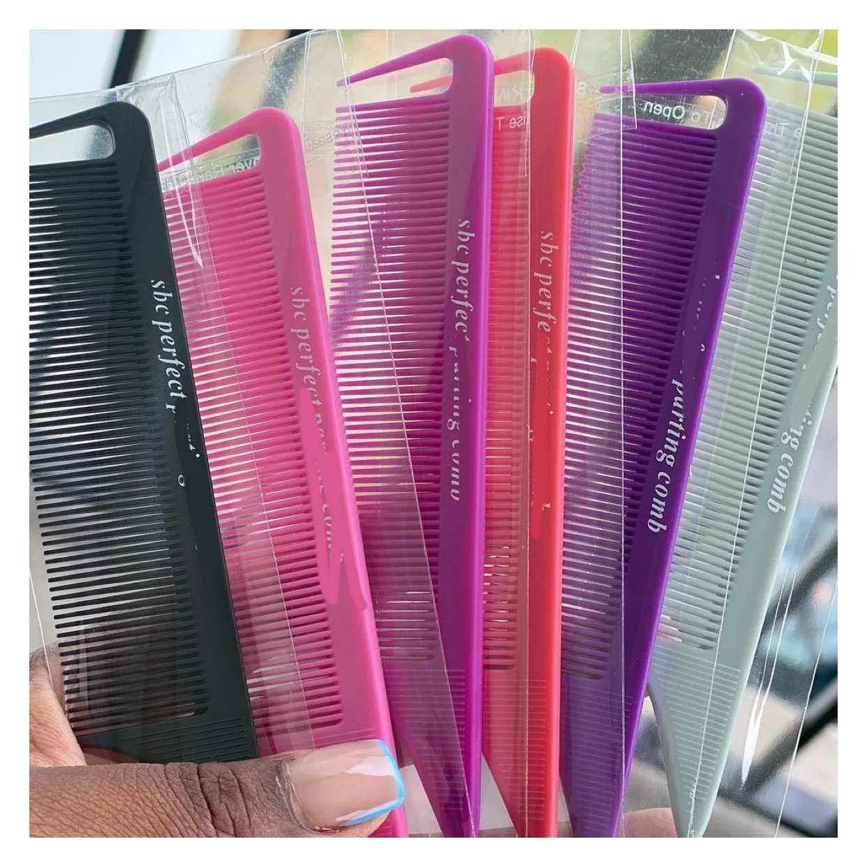 metal braiding Parting braid mix color Heat Resistant wholesale Hot customized Parting Comb with Logo